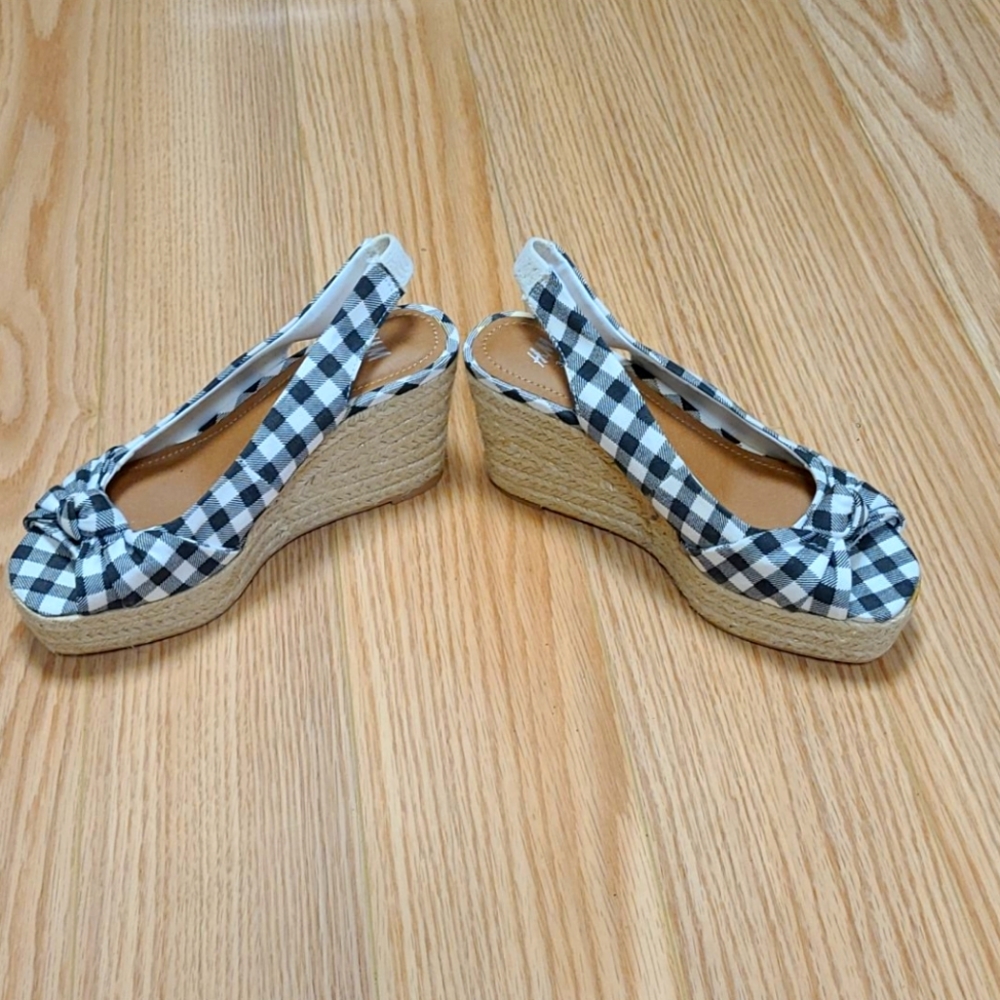 H&M checkered Peep Toe espadrilles
